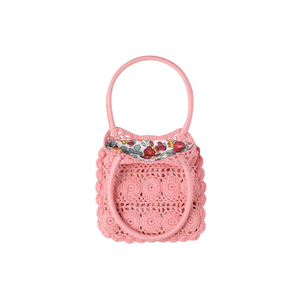 Floral Lined Crochet Bag