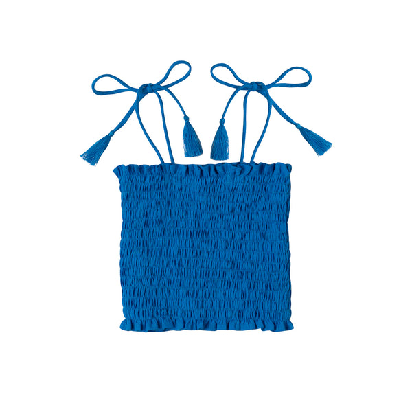 Shirred Tassel Top