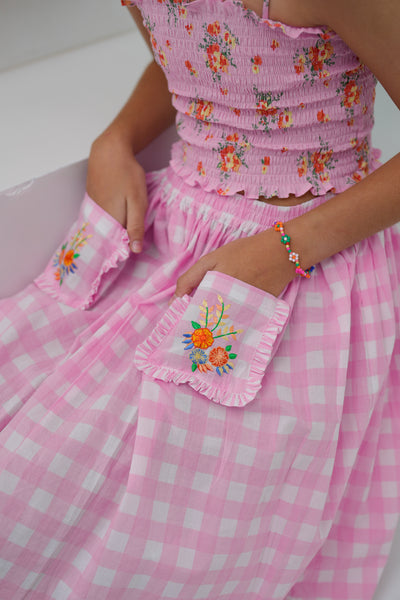 Felice Embroidered Skirt Vichy