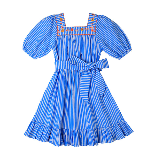Solange Embroidered Dress Stripe
