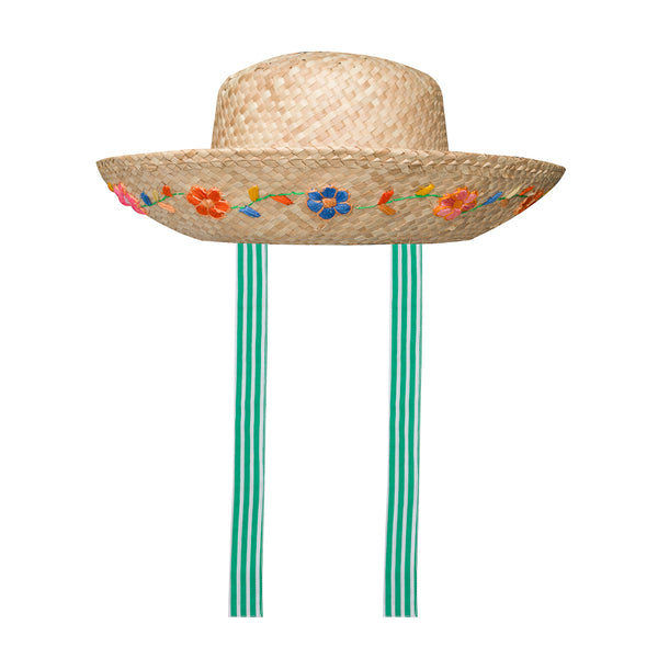 Embroidered Straw Hat