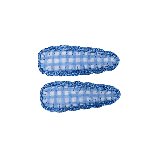 Mini Vichy  Crochet Trim Hair Clip- 2pc